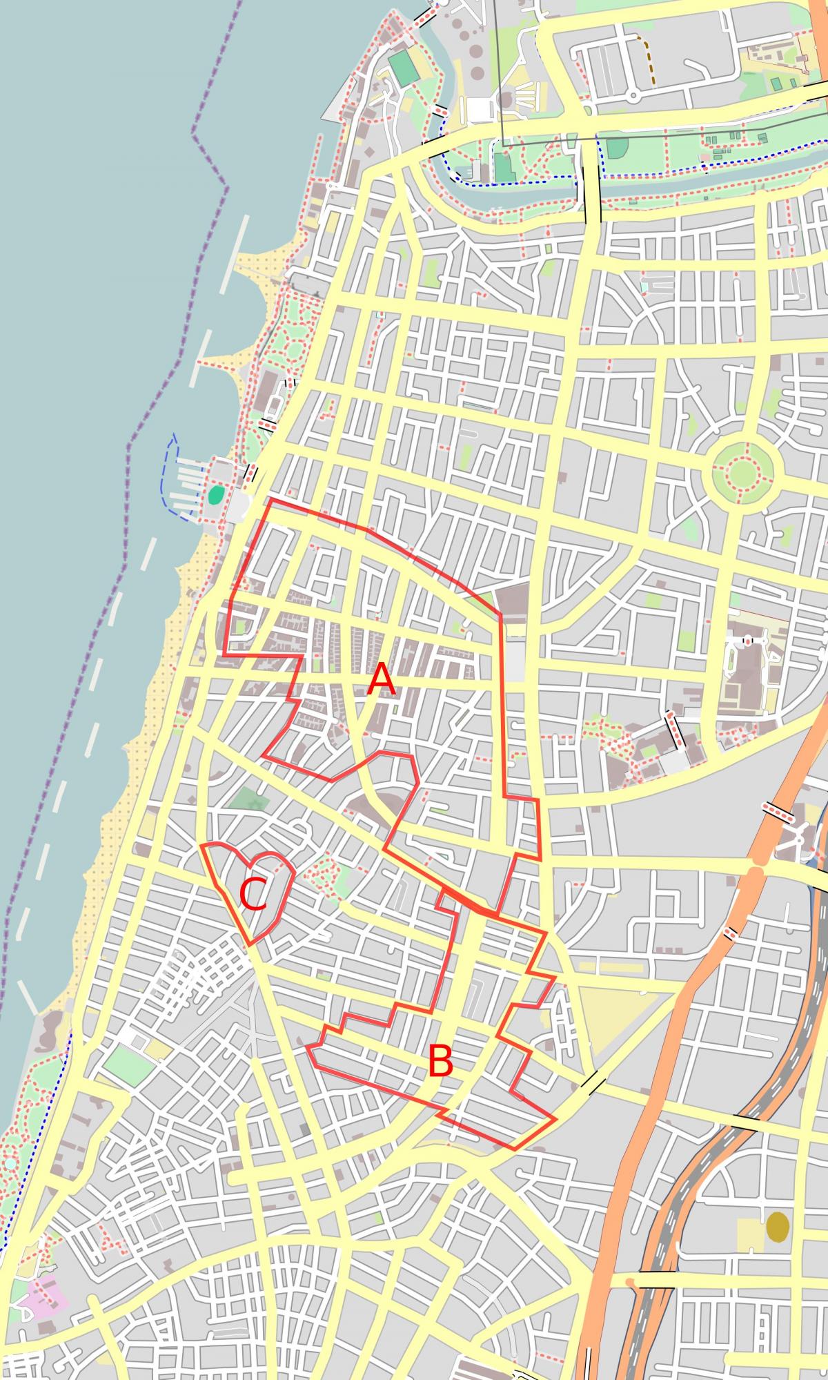 mapa belom gradu Tel Aviva