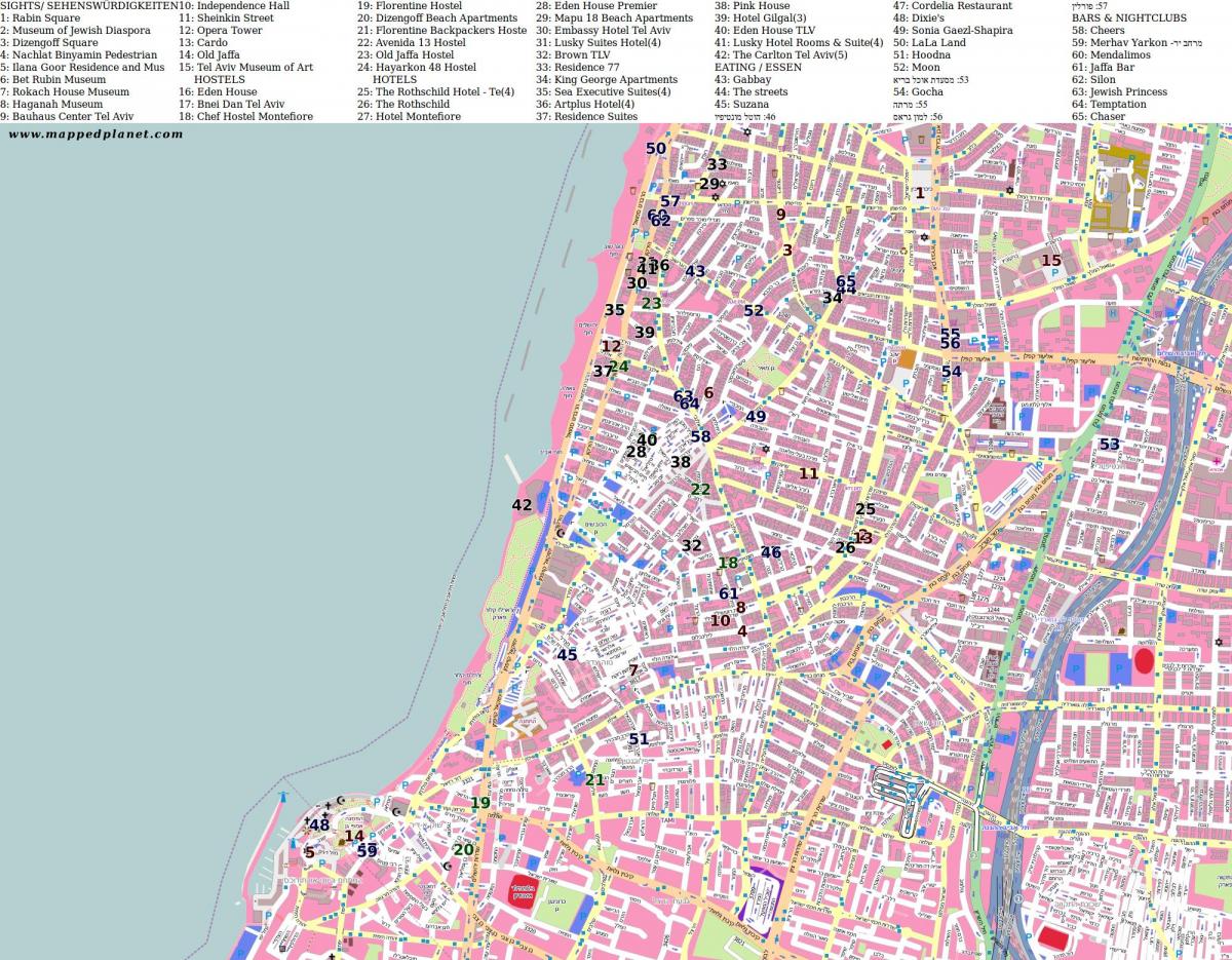 mapa rabin kvadratnih Tel Aviva