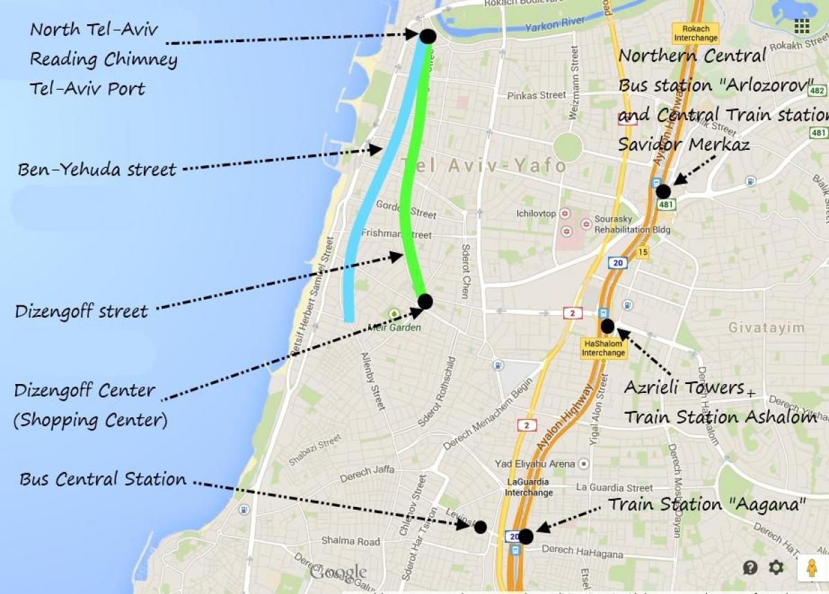 mapa Tel Aviv javnog prevoza