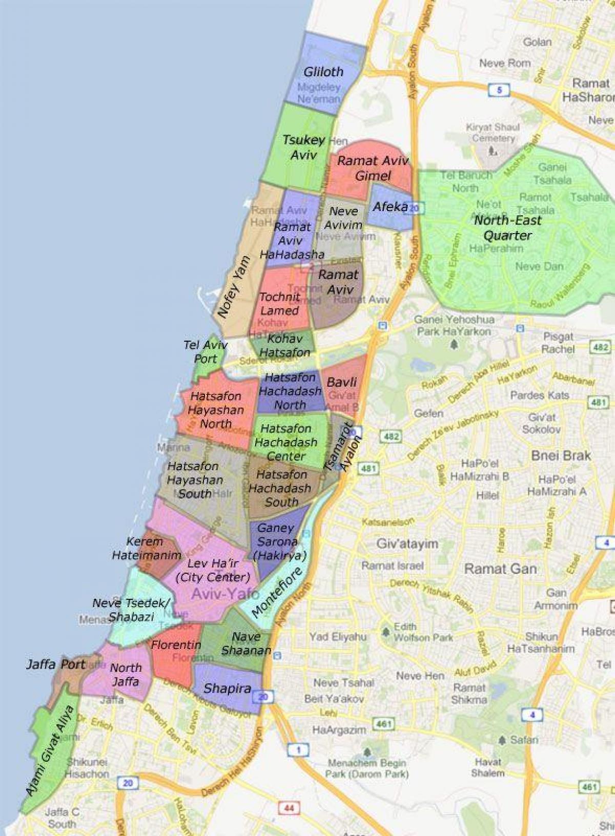 Tel Aviv naseljima mapu