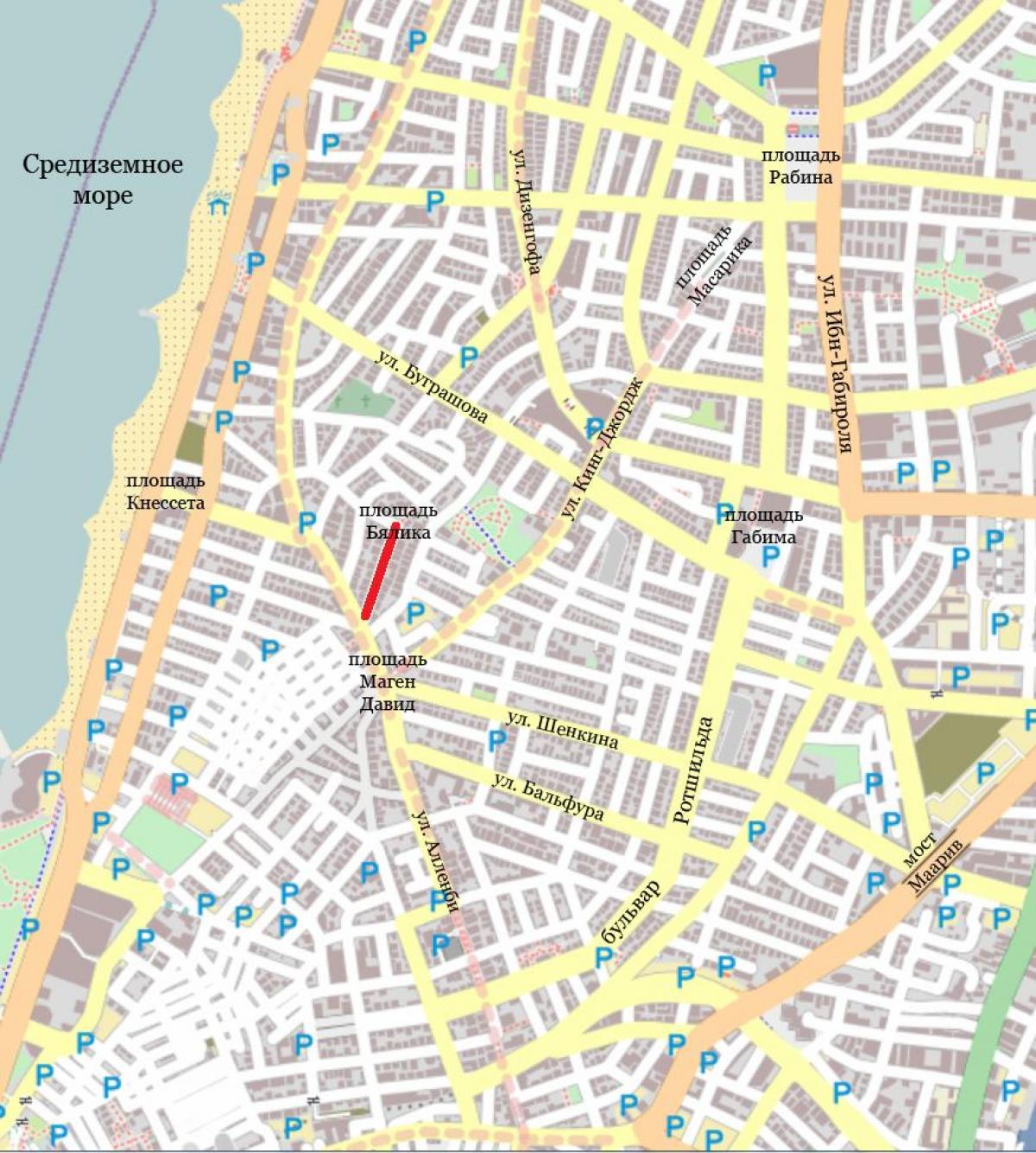 ulična mapa od Tel Aviva izrael